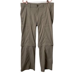 Prana Pants Womens Size 14 Khaki Monarch Convertible Zip Off Cargo Hiking Nylon
